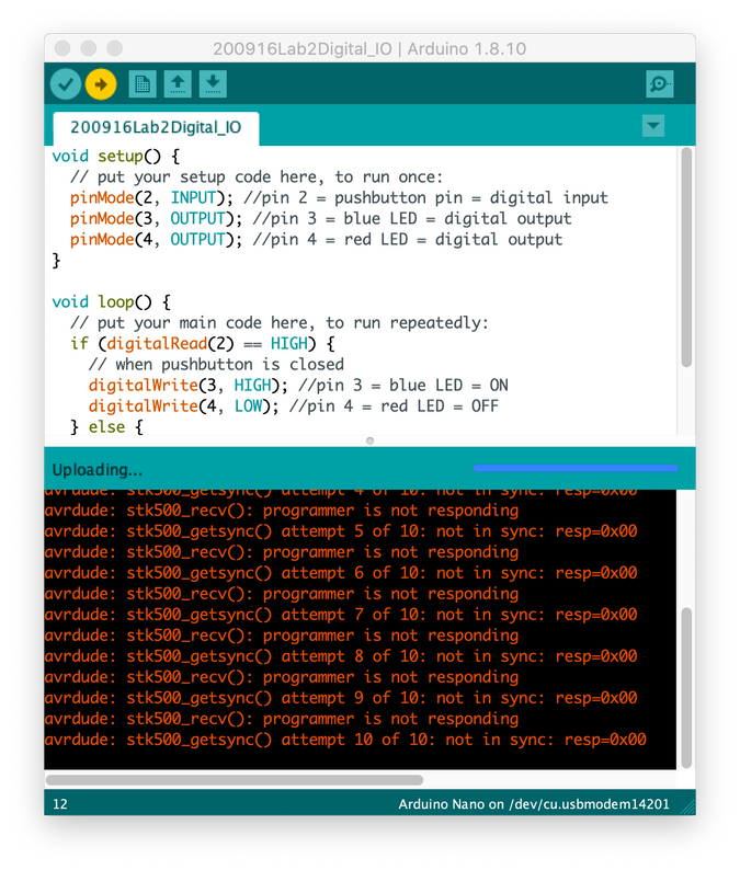 Screen capture of Arduino IDE showing errors