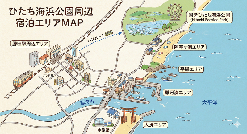 ひたち海浜公園周辺宿泊エリアMAP