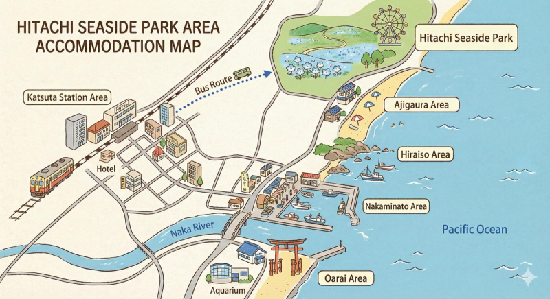 ひたち海浜公園周辺宿泊エリアMAP