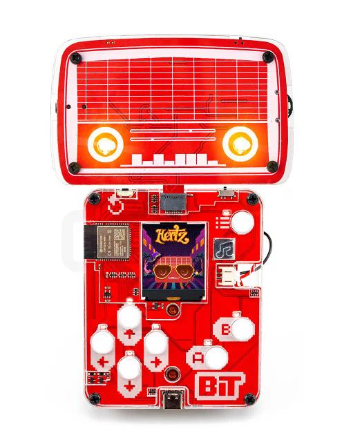 CircuitMess Bit with attached Hertz that unlocks an additional Bit game