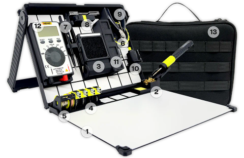 SOLDR Deluxe soldering kit on a transparent background.