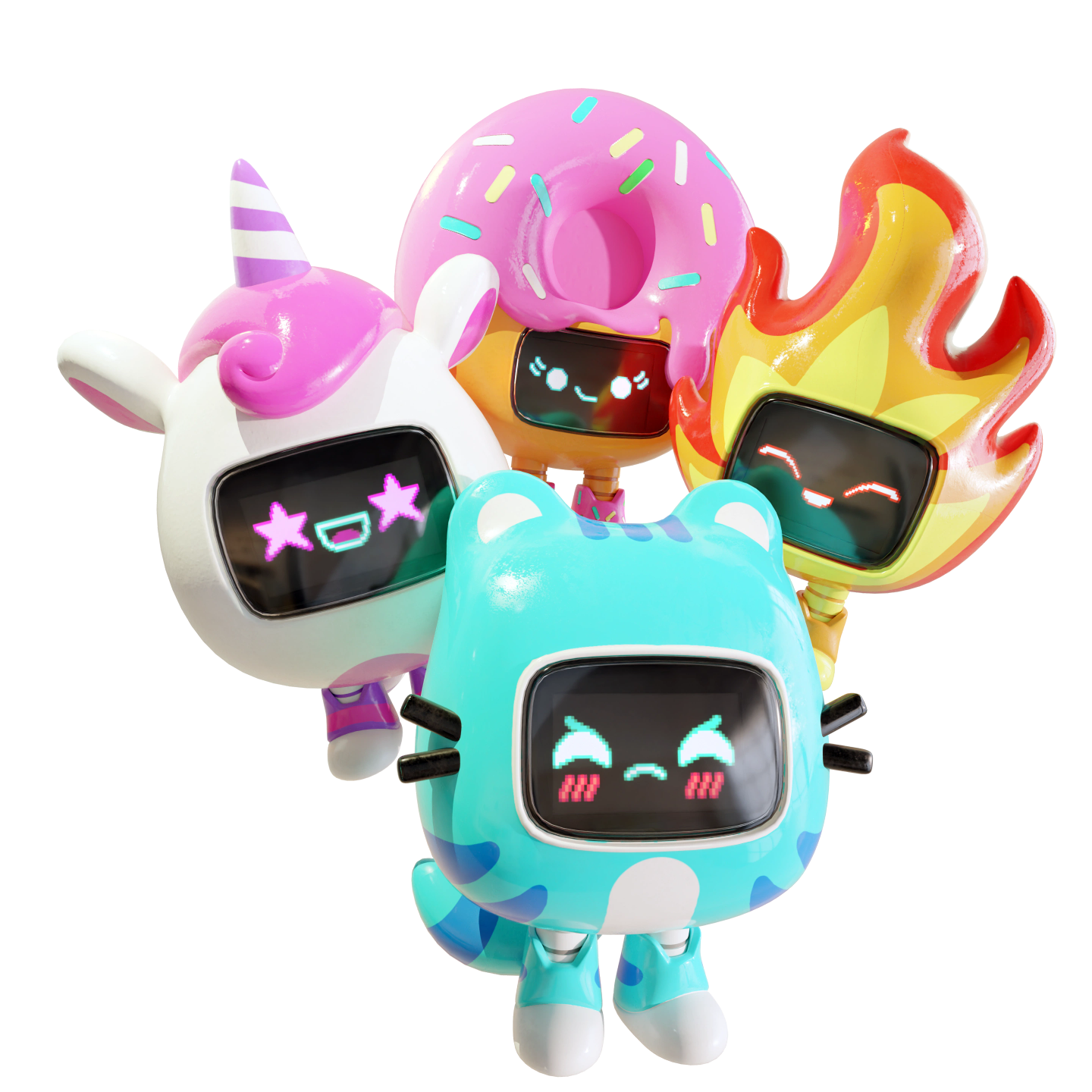 CircuitMess Beep Boop Kirin, Miao Miao, Tochi and Mochi on a transparent background