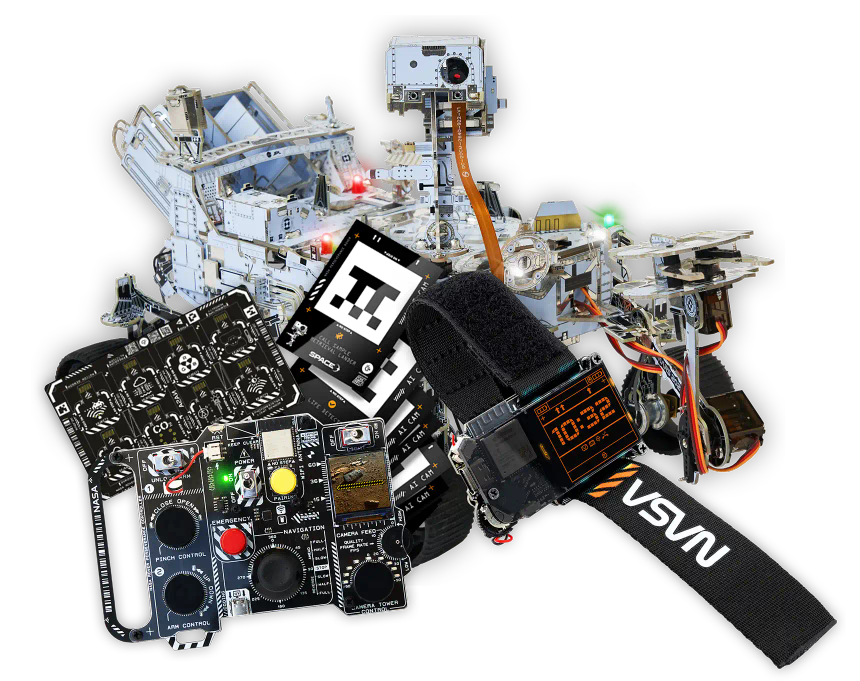 CircuitMess NASA Mars Rover Ultimate and NASA Artemis Watch on a transparent background