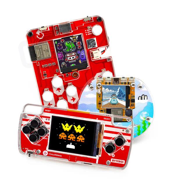 CircuitMess Codee, ByteBoi, and Bit on a white background