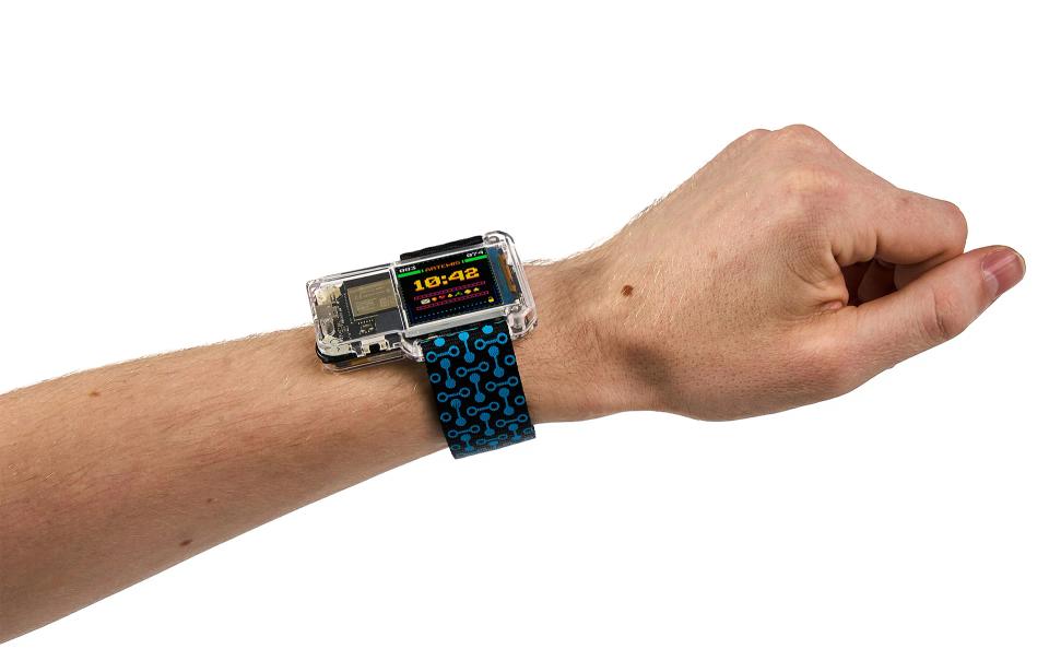 CircuitMess Artemis Watch Strap in color Stellar Blue on a person's hand