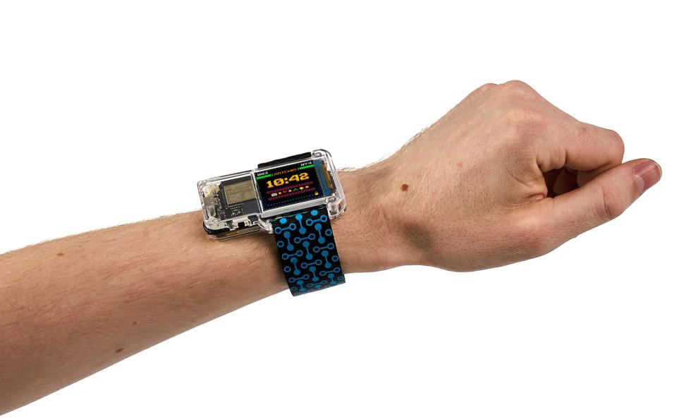 CircuitMess Artemis Watch Strap in color Stellar Blue on a person's hand