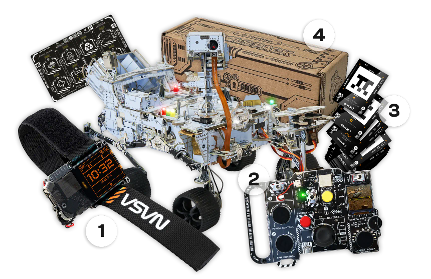 CircuitMess NASA Mars Rover, NASA Artemis Watch, Addons, and Tools Pack on a transparent background