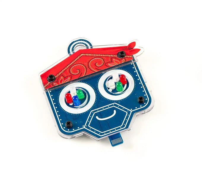 CircuitMess Marv with additional stickers on a white background