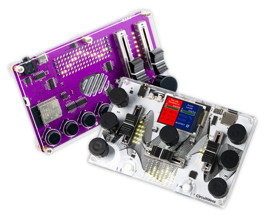 CircuitMess Jay-D 2.0 and Synthia on a transparent background