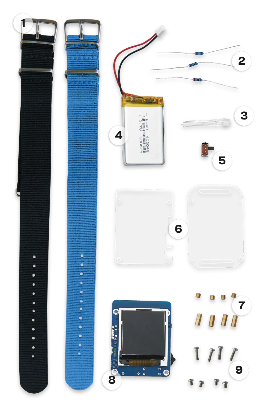 CircuitMess Clockstar components
