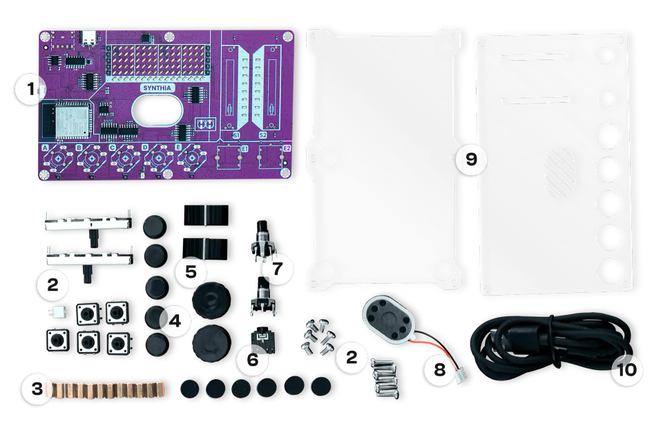 CircuitMess Synthia components