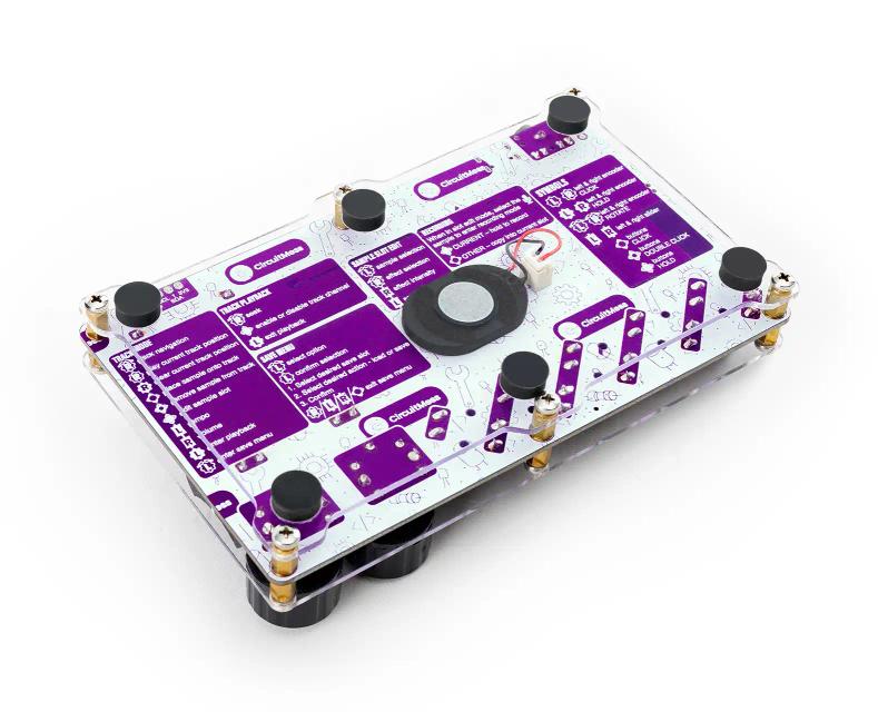 The back of CircuitMess Synthia on a white background