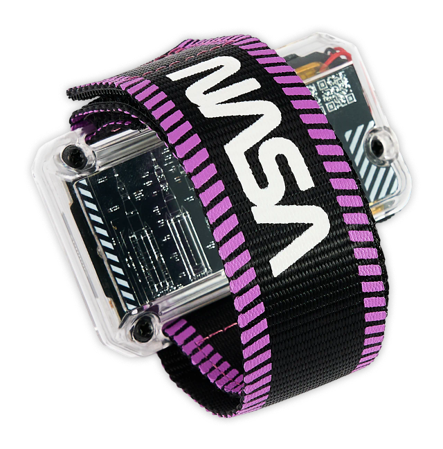 CircuitMess Artemis Watch Strap in color Violet Supernova on NASA Artemis Watch on transparent background