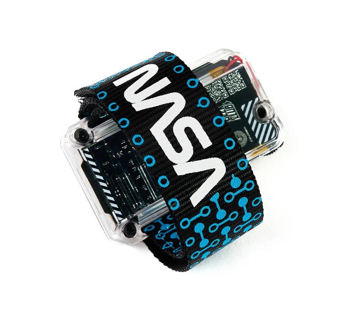 CircuitMess Artemis Watch Strap in color Stellar Blue on NASA Artemis Watch on white background