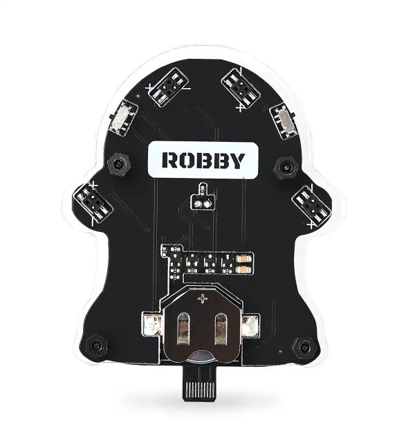 The back of CircuitMess Robby on a white background