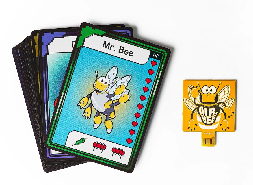 CircuitMess Bit Expansion Mr. Bee card and token on a white background.