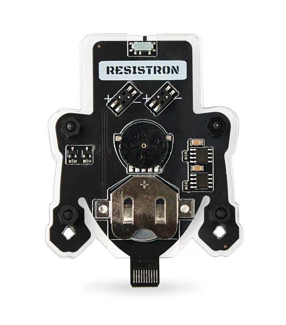 The back of CircuitMess Resistron on a white background