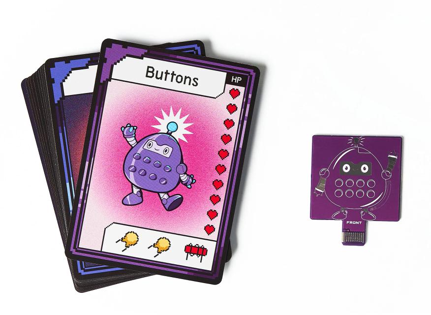 CircuitMess Bit Expansion Buttons card and token on a white background.