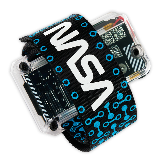 CircuitMess Artemis Watch Strap in color Stellar Blue on NASA Artemis Watch on transparent background