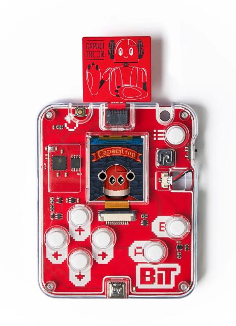 CircuitMess Bit with Bit Expansion Capacitron on a white background.
