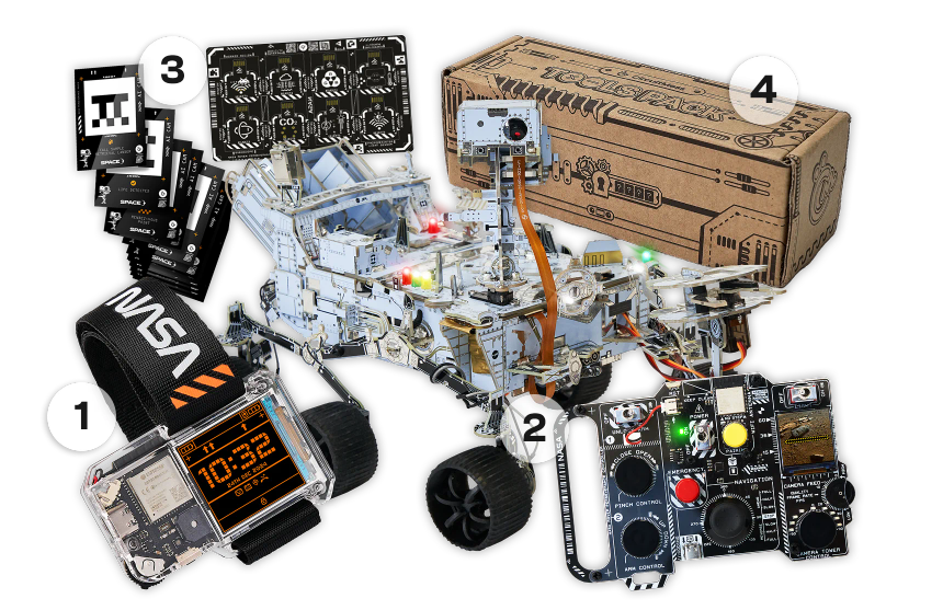 CircuitMess NASA Mars Perseverance Rover and Artemis Watch 2.0 with numbers on a transparent background