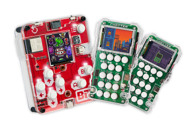 CircuitMess Bit and Chatters on a transparent background
