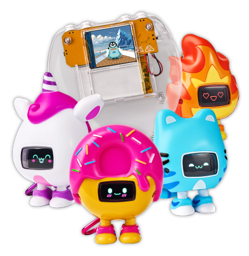 CircuitMess Codee 2.0, Beep Boop Kirin, Miao Miao, Mochi and Tochi on a transparent background.