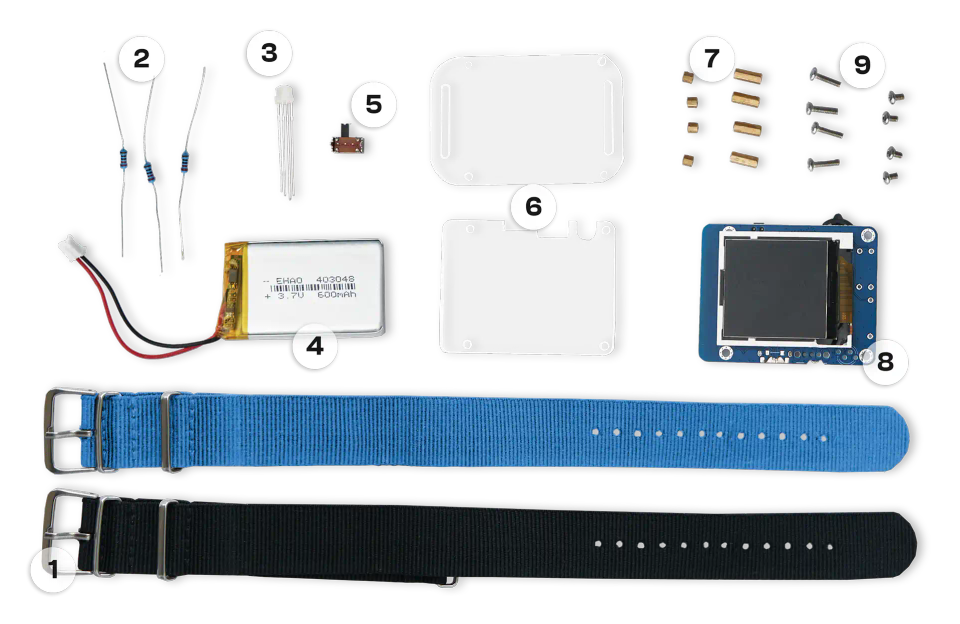 CircuitMess Clockstar components