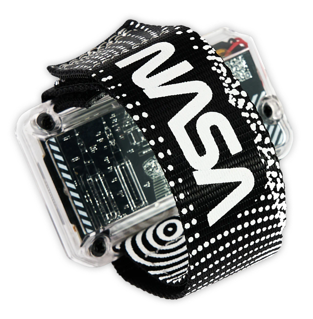 CircuitMess Artemis Watch Strap in color Starlight on NASA Artemis Watch on transparent background