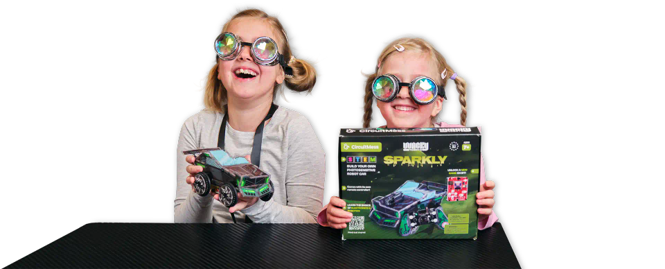Two girls playing with CircuitMess Sparkly