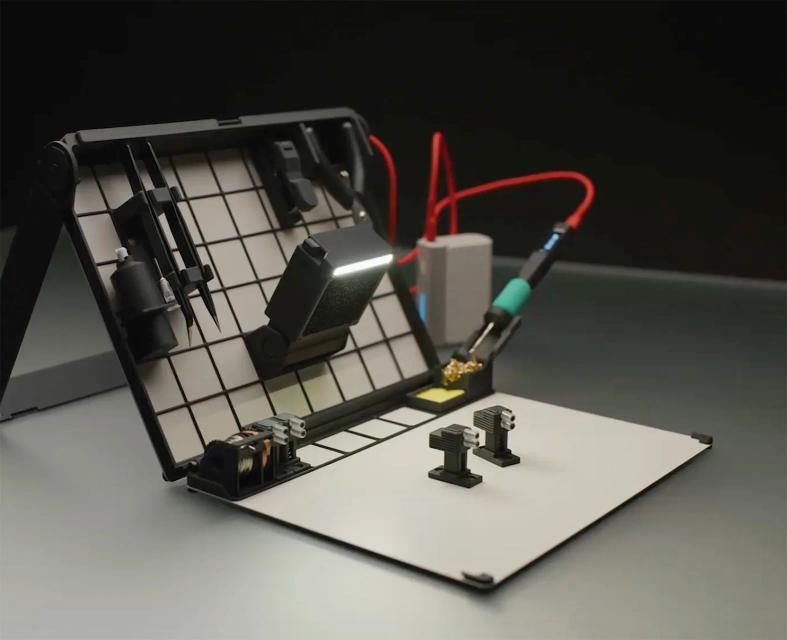 SOLDR Deluxe soldering kit on a table.