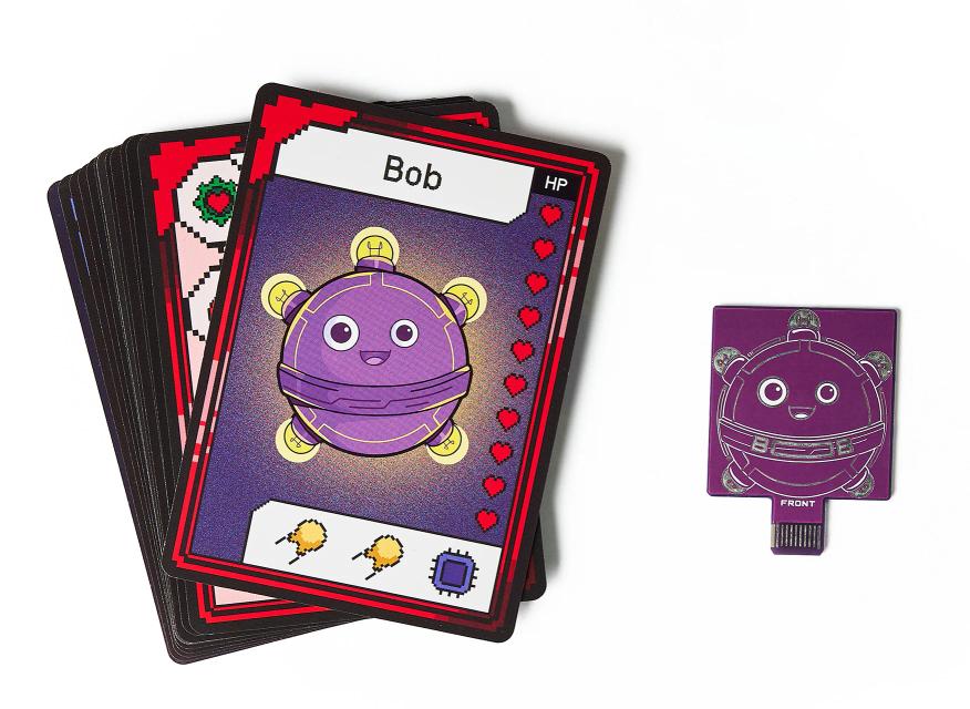 CircuitMess Bit Expansion Bob cards and token on a white background.