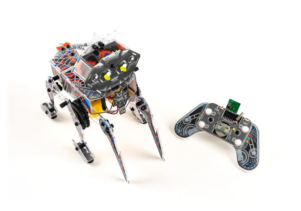 CircuitMess Charlie and its controller on a white background