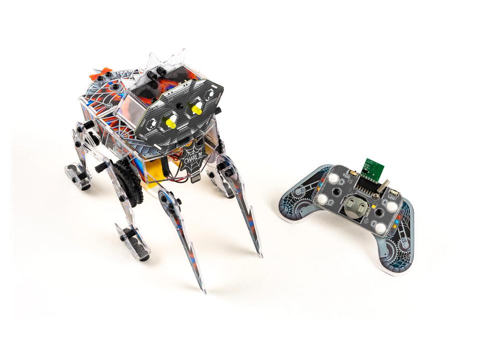 CircuitMess Charlie and its controller on a white background