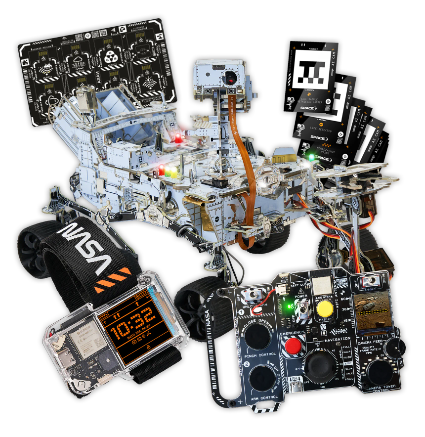 CircuitMess NASA Mars Perseverance Rover and Artemis Watch 2.0 on a transparent background