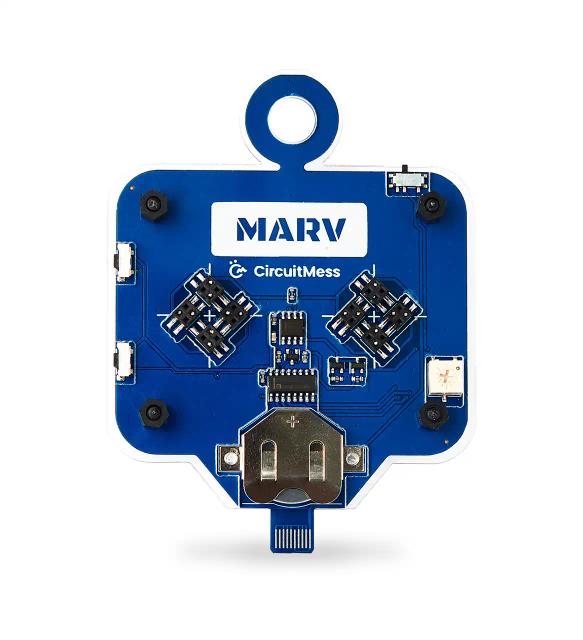 The back of CircuitMess Marv on a white background