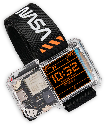 CircuitMess NASA Artemis Watch 2.0 on a transparent background