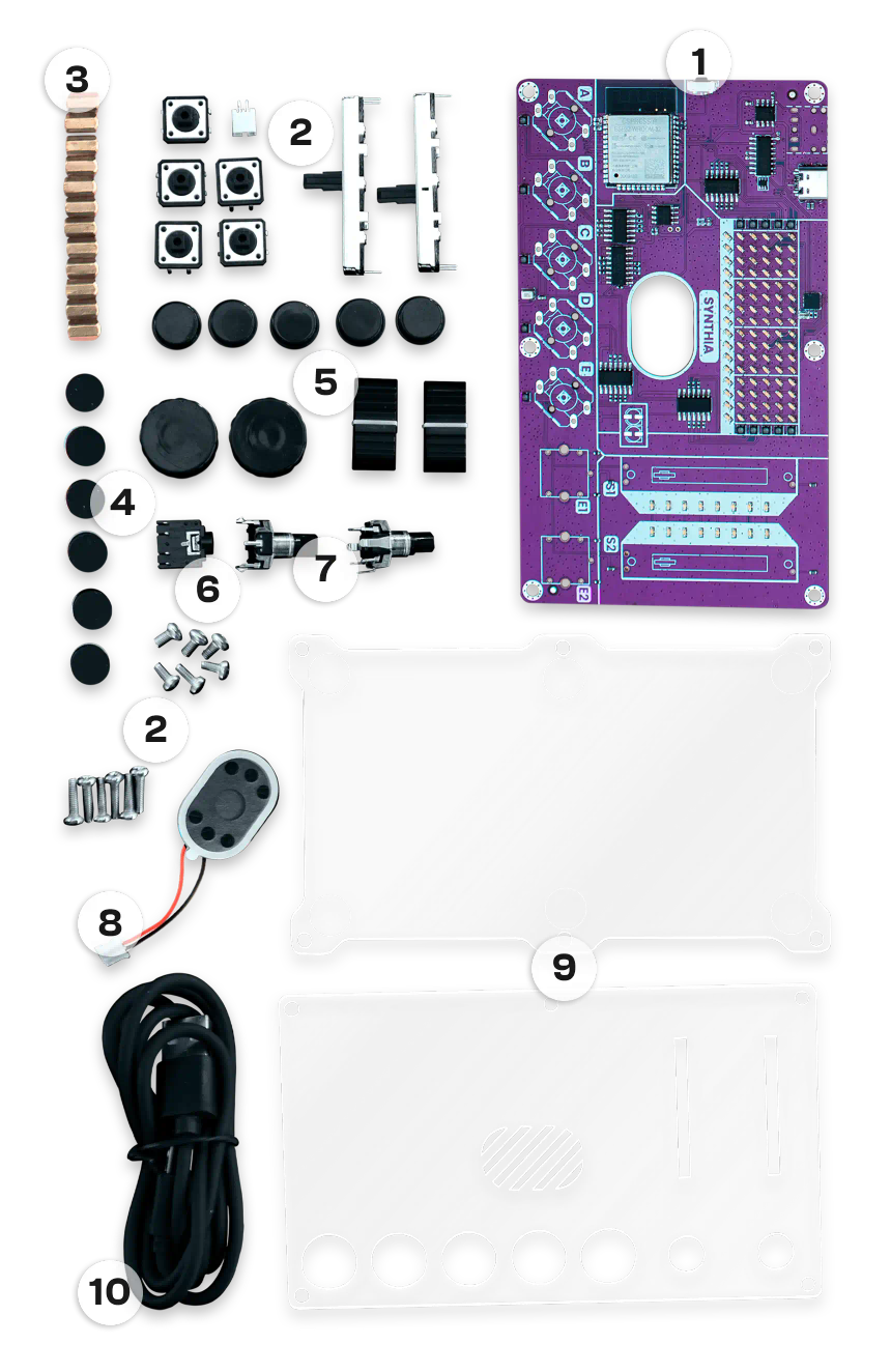 CircuitMess Synthia components