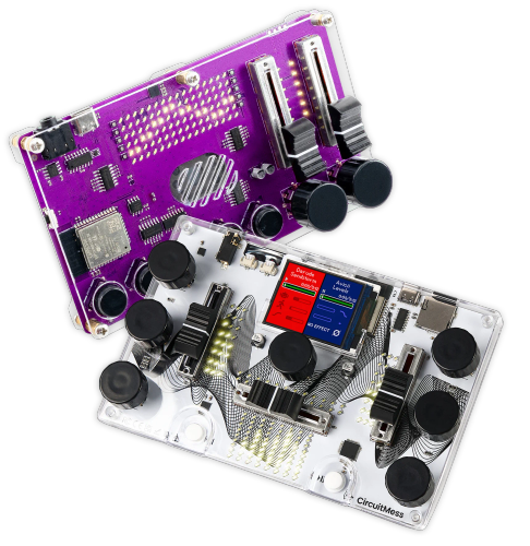 CircuitMess Jay-D 2.0 and Synthia on a transparent background