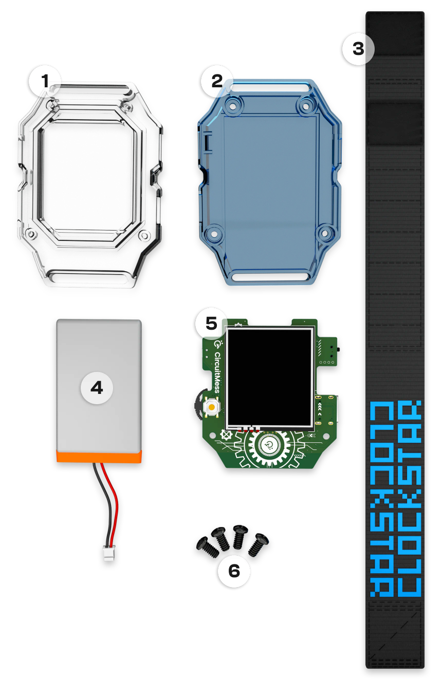 CircuitMess Clockstar 2.0 components