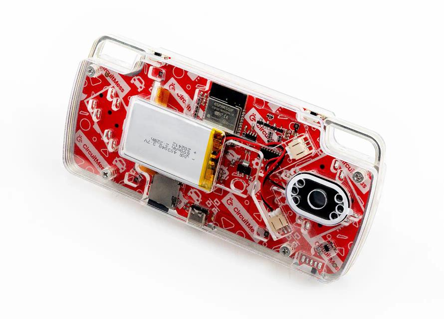 The back of CircuitMess ByteBoi on a white background