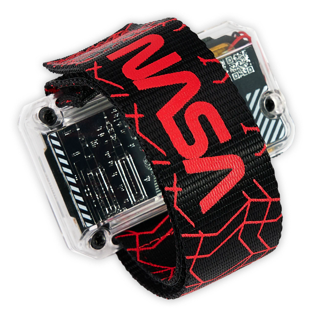 CircuitMess Artemis Watch Strap in color Mars Red on NASA Artemis Watch on transparent background