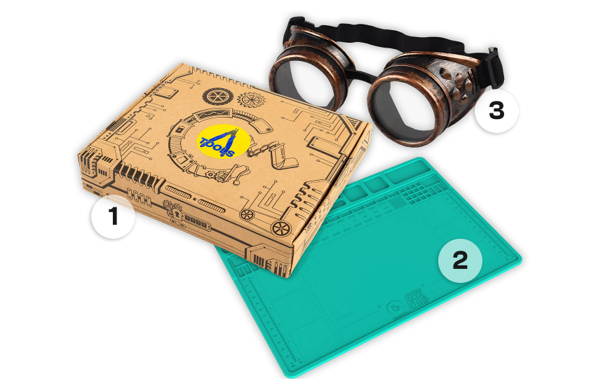 Numbered image of tool bundle contents