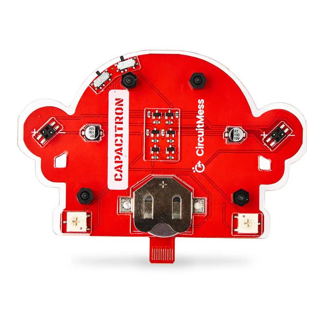The back of CircuitMess Capacitron on a white background