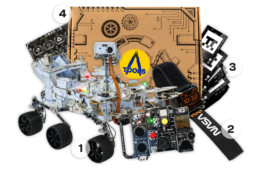 CircuitMess NASA Mars Rover, NASA Artemis Watch, Addons, and Tools Pack on a transparent background