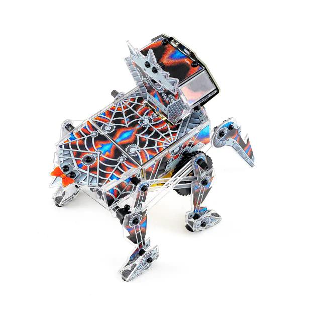 CircuitMess Charlie with additional stickers on it, on a white background