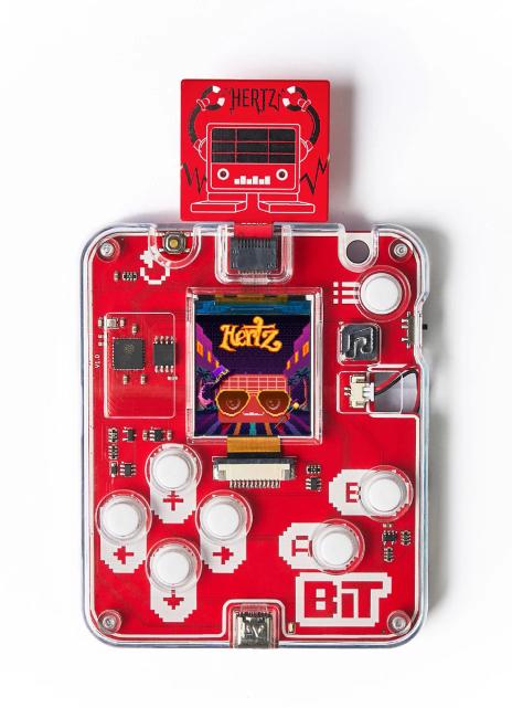 CircuitMess Bit with Bit Expansion Hertz on a white background.