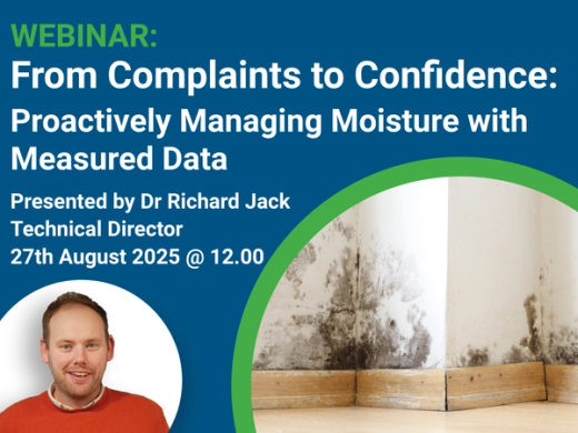 cover slide for the Complaints to confidence moisture management webinar held on the 27th August by Build Test Solutions