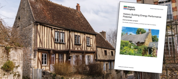 image shows an old country cottage in the context of the energy efficiency of heritage properties