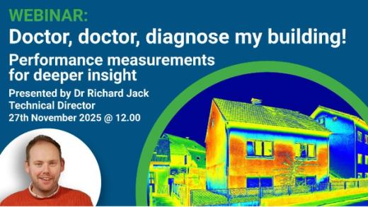 webinar information image with thermal image of a house